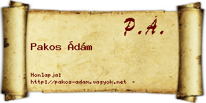 Pakos Ádám névjegykártya